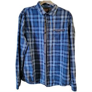 PME Legend Blue Plaid Button Down Shirt Size XL